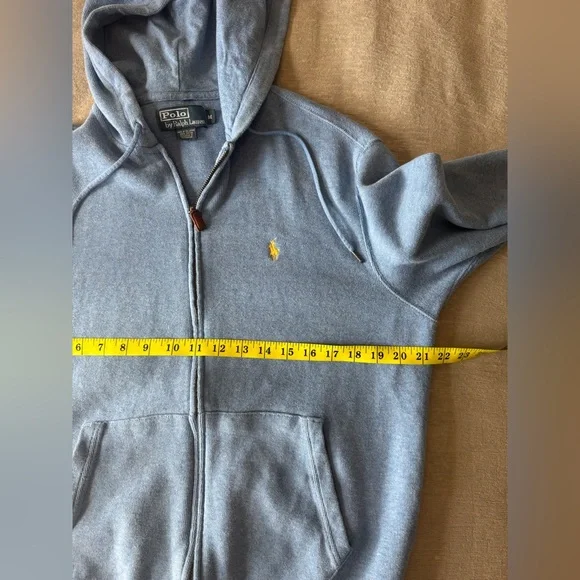 Polo Ralph Lauren Blue Full Zip Hoodie SweaterCotton KnitSize M